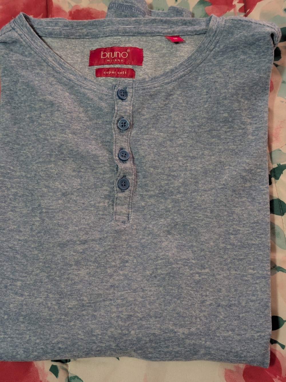 Bruno Milano Men’s Light Blue Long-Sleeve Henley Shirt